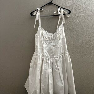 MARBLE White Gathered Tie-Shoulder Dress